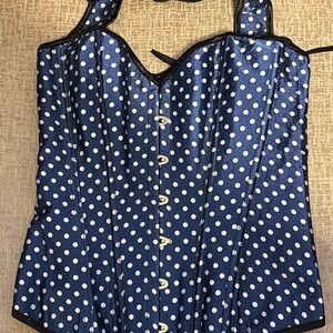 Polka Dot Navy Corset Top - Women size Large